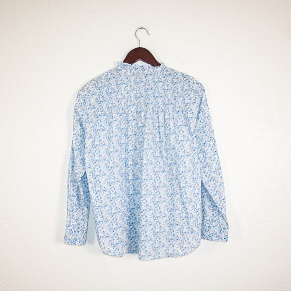 J.Crew Liberty Fabric Cotton Poplin Popover Shirt Blue Misti Valeria floral XS - Picture 7 of 11